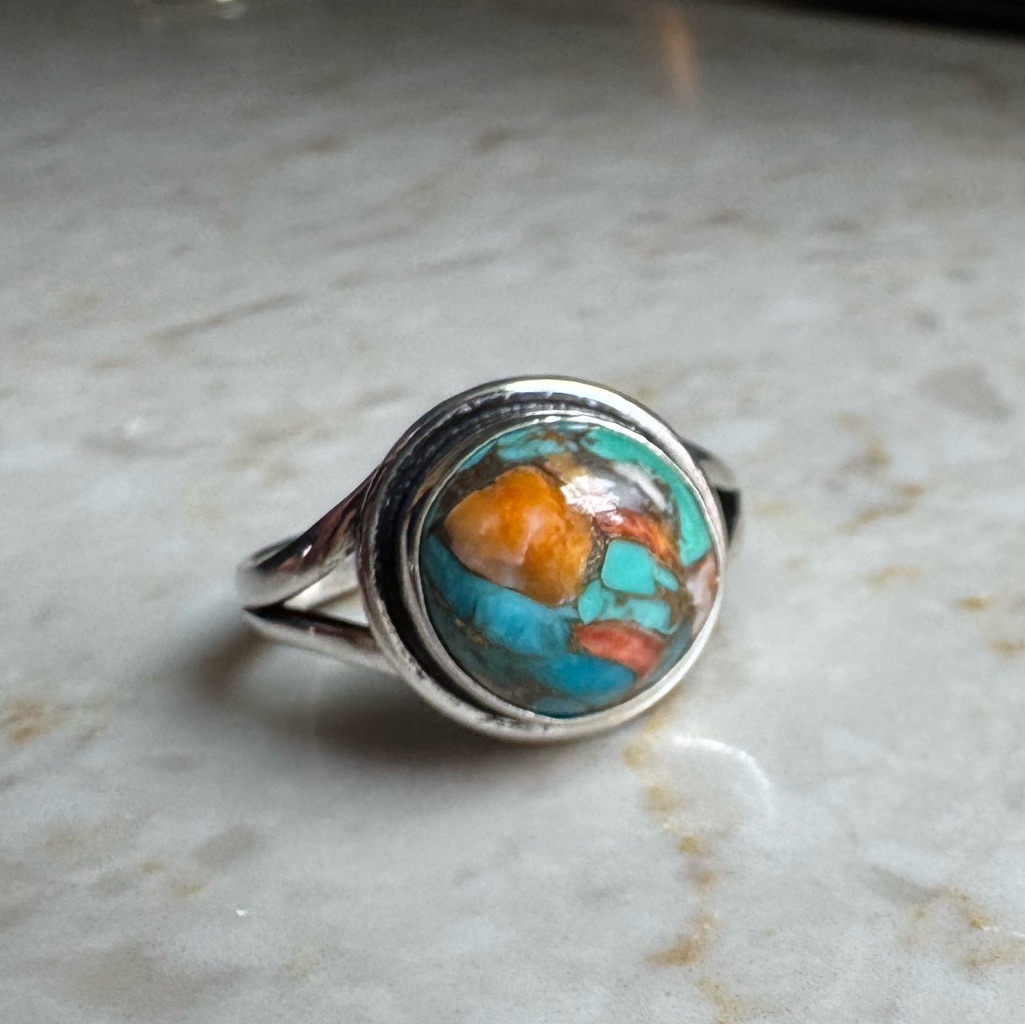 Nwot Sundance Beach Mosaic Ring, Spiny Oyster, Sterling Silver